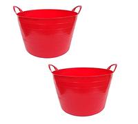 AC - Pack de 2 capazos Flexible con Asas - Capacidad de 65 litros - Fabricado en Plástico - Ideal para Trabajo de Vendimia y Agricultura - Ø 58 x 33,5 cm - 2 Unidades - Color Rojo
