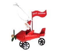 AC - Pack de 2 Colgante navideño de Papá Noel en avión - Fabricado en Metal y Resina - Decoración para Temporada navideña - 9 x 7 x 10 cm - Modelo Surtido