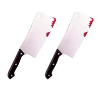 AC - Pack de 2 cuchillos carniceros de plástico, complemento para disfraces, carnaval, Halloween, fiestas, cosplay, adulto - 29 cm