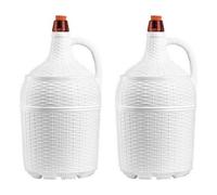AC - Pack de 2 Garrafas/Garrafónes de cristal con forro con tapón, Boca estrecha, Botella forrada para almacenar agua, vino, bebidas, Hecho de plástico, 5 Litros, Color Blanco
