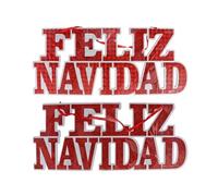 AC - Pack de 2 Letreros Colgantes Feliz Navidad - Estilo Brillante - Fabricado en Plástico - Artículo para decoración navideña - 19 x 44 cm - Modelos aleatorios