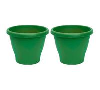 AC - Pack de 2 Macetas Mediterráneas - Plástico Resistente - Ideal para el Hogar, Plantas, Jardín, Decoración. - Cuidado de Plantas - Forma Redonda - 25 cm - Color Verde