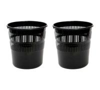 AC - Pack de 2 Papeleras de plástico con rejilla - Cubo para basura - Ligera y resistente - Fabricada en España - Ø 27,5 x 28 cm - Color Negro