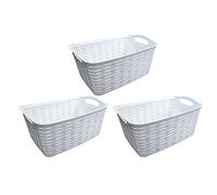 AC - Pack de 3 Cesta con asa Modelo Original - Fabricado en plástico - Cesta de Almacenamiento - 25,5 x 54,5 x 36 cm - Color Blanco