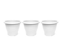AC - Pack de 3 Macetas Mediterráneas - Plástico Resistente - Ideal para el Hogar, Plantas, Jardín, Decoración. - Cuidado de Plantas - Forma Redonda - 20 cm - Color Blanco
