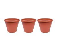 AC - Pack de 3 Macetas Mediterráneas - Plástico Resistente - Ideal para el Hogar, Plantas, Jardín, Decoración. - Cuidado de Plantas - Forma Redonda - 25 cm - Color Marrón