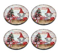 AC - Pack de 4 Bajoplatos Reutilizables Redondos de plástico - Plato Llano Decorativo - Bandeja para presentación de Dulces, Navidad, turrón, Pasteles (Duende - Ø 33 cm)