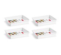 AC - Pack de 4 Bandejas Frigorificas - Capaciadad de 4,25 L - Fabricado en Plástico - Apto para Microondas y Congelador - 6,5 x 34,5 x 26 cm - Color Blanco