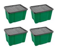 AC - Pack de 4 cajas de almacenamiento con tapa N.º 2 - Plástico - Hunter Box - Contenedor, guardar ropa, mantas, libros - Fabricado en España - 25 L - 25,6 x 42,2 x 35 cm - Verde y Gris