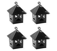 AC - Pack de 4 faroles metálicos para Belén, Adornos para Nacimiento, Pesebre, decoración Tradicional, Navidad (Negro - 3 cm)
