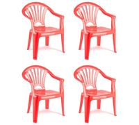 AC - Pack de 4 Sillas Infantiles Modelo Tipi - Fabricado en España - Ligera y fácil de Transportar - Ideal para Jugar, Leer y Dibujar - 50 x 35 x 28 cm - Color Naranja Coral