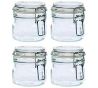 AC - Pack de 4 Tarros herméticos Modelo Primizie - Fabricación de Vidrio - Cierre metálico con Junta de Goma - Ideal para la conservación de Alimentos - 8 x 10,2 x 7,2 cm - 200 ml