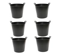 AC - Pack de 6 capazos Flexible con Asas - Capacidad de 26 litros - Fabricado en Plástico - Ideal para Trabajo de Vendimia y Agricultura - Ø 36 x 30,3 cm - 6 Unidades - Color Negro