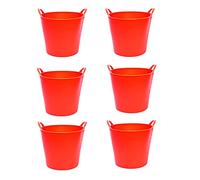 AC - Pack de 6 capazos Flexible con Asas - Capacidad de 26 litros - Fabricado en Plástico - Ideal para Trabajo de Vendimia y Agricultura - Ø 36 x 30,3 cm - 6 Unidades - Color Rojo