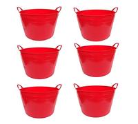 AC - Pack de 6 capazos Flexible con Asas - Capacidad de 65 litros - Fabricado en Plástico - Ideal para Trabajo de Vendimia y Agricultura - Ø 58 x 33,5 cm - 6 Unidades - Color Rojo