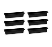 AC - Pack de 6 jardineras para Cementerio, plástico, macetero, Flores, tumbas, lápidas, nichos, mausoleos, Ligera y Resistente, fácil Limpieza, Fabricada en España (Negro - 36 x 8 cm)