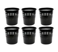 AC - Pack de 6 Papeleras de plástico con rejilla - Cubo para basura - Ligera y resistente - Fabricada en España - Ø 27,5 x 28 cm - Color Negro