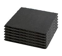 AC - Pack de 6 Platos de Pizarra - Forma Cuadrado - Platos Llanos de Piedra Natural para Servir Alimentos, quesos, Aperitivos - 30 x 30 cm