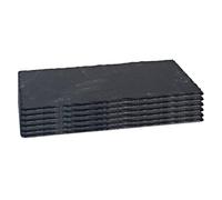 AC - Pack de 6 Platos de Pizarra - Forma Rectangular - Platos Llanos de Piedra Natural para Servir Alimentos, quesos, Aperitivos - 32 x 17 cm