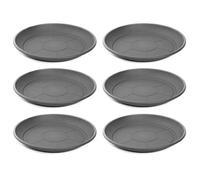 AC - Pack de 6 Platos para Maceta Mediterranea - Fabricado en Polipropileno - Ideal para el Hogar, Plantas, Jardín, Decoración. - Cuidado de Plantas - Forma Redonda - Ø 20,4 cm - Color Gris