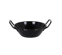AC - Paellera Honda esmaltada - Fabricado en España - Apta para Gas, vitrocerámica, Cocina eléctrica y lavavajillas (Negro, Ø 18 cm)