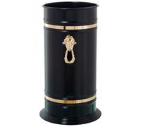 AC - Paragüero Redondo con Adorno - Fabricado en Latón - Soporte para Paraguas cilíndrico metálico para Entrada de oficinas, hogar, diseño clásico - Ø 23,2 x 40,4 cm - Color Negro/Dorado
