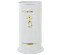 AC - Paragüero Redondo con Adorno - Fabricado en Latón - Soporte para Paraguas cilíndrico metálico para Entrada de oficinas, hogar, diseño clásico - Ø 23,2 x 40,4 cm - Color Blanco/Dorado