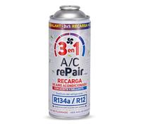 AC REPAIR 3 en 1 Recarga Aire Acondicionado Coche con Aceite y Sellante Detector Tapa Fugas 220g, Sustituto Gas Refrigerante R134a R12, Fácil de Usar, Recambio Sellador Compatible Coches 1992-2016