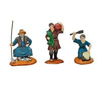 AC - Set de 3 Figuras de Campesinos para Belén - Fabricado en durexina - Adorno para Nacimiento, Pesebre, decoración Tradicional, Navidad - 10 cm