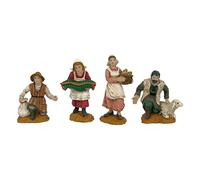 AC - Set de 4 Figuras de Campesinos y Pastor para Belén, durexina, Adorno, Nacimiento, Pesebre, Navidad, decoración Tradicional - 8 cm