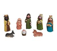 AC - Set de 8 Figuras de Belén Infantil - Estilo Naïf - Resina - José, María, niño Jesús, Reyes Magos, Buey y Mula - Decoración, Pesebre, Navidad - 9 cm