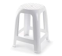 AC - Taburete con reposapiés, Taburete Fabricado en PVC, Multiusos de plástico Resistente y Duradero. Ideal para el hogar, Clases, o Trabajo. 46,2 x 36,5 x 37 cm. Color Blanco.