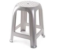 AC - Taburete PVC, Multiusos de plástico Resistente, Ideal para el hogar, Clases o Trabajo, 46.5 x 37 x 37 cm, Color Plata