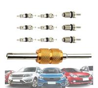 AC Valve Core, Automotive HVAC Tool Kit, Precision Air Conditioning Replacement Set, 10-Piece Leakproof Core Pack for RV Car Truck Refrigeration Maintenance Use, Smart Organization