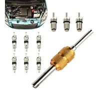 AC Valve Core Kit, Air Conditioning Repair Tool Set, Precision HVAC Valve Cores Assortment for Car RV Refrigeration Replacement System Maintenance, Compact 10 Piece, 27g, Multicolor
