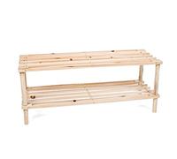 AC - Zapatero de 2 Niveles - 2 Alturas - 2 Pisos - Fabricado en Madera - Estantería Multiusos - Ideal para recibidor, Pasillo o Dormitorio - 29,5 x 74 x 26 cm - Color Natural
