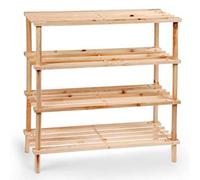 AC - Zapatero de 4 Niveles - Fabricado en Madera Natural - Estantería Multiusos - Ideal para recibidor, Pasillo o Dormitorio - 67 x 63 x 26 cm - Color Madera Clara