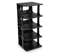 AC - Zapatero de plástico apilable PLFT, 5 Niveles, 10 Pares de Zapatos, Organizador, Pasillo, Fabricado en España (Negro - 58 x 24,5 x 26,5 cm)