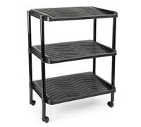 AC - Zapatero de plástico con Ruedas PLFT, 3 Niveles, 6 Pares de Zapatos, Organizador, Pasillo, Fabricado en España (Negro - 62,5 x 50,5 x 30,5 cm)