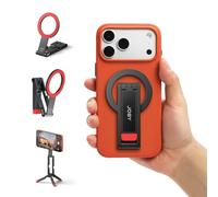 AC02 - Trípode magnético para teléfono, mini trípode de bolsillo de aluminio, imán fuerte N52, montaje rápido, negro, para iPhone 17, 16, 15, 14, 13, 12 Series