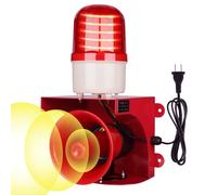 AC110V-120V - Alarma de sirena industrial con luz estroboscópica de 120 dB, cuerno fuerte y faro rojo, alarma de seguridad impermeable para interiores y exteriores para emergencias, fábrica, oficina,