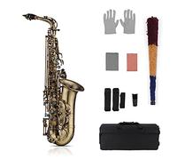 Acabado antiguo de alto grado EB E- Flat Alto Saxophone Sax Shell Key Thane Pattern Woodind Instrumento con acolchado