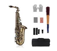 Acabado Antiguo EB E Flat Alto Saxophone Sax Shell Key Tallado Instrumento De Patrón Con Estuches Guantes Correas