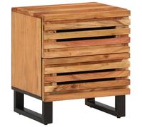 Acacia Wood Nightstand with 2 Drawers 40x34x46 cm Industrial Solid Wood Bedside Table for Bedroom Modern Storage End Table Sturdy Metal Legs Home Decor