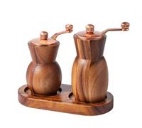Acacia Wood Pepper Grinder Set, Manual Salt And Pepper Mill With Base