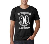 Academia Nunca Más - Camiseta de Manga Corta (FR/ES, Letras, XXL, Regular, Regular, Negro)