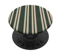 Academia Stripes Old Book Beige y Deep Forest Green PopSockets PopGrip Adhesivo