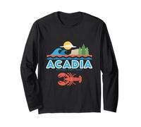 Acadia National Park Maine Lobster Iconos Minimalistas Vacaciones Manga Larga