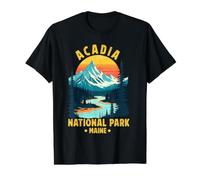 Acadia National Park Souvenir Maine Retro para Hombres, Mujeres y niños Camiseta gráfica económica, Hombre, Negro, L