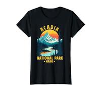 Acadia National Park Souvenir Maine Retro para Hombres, Mujeres y niños Camiseta gráfica económica, Mujer, Negro, L